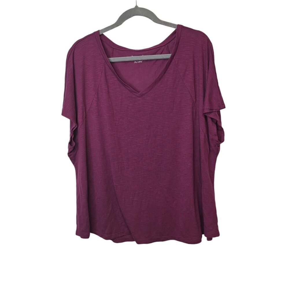 Cato Womens Top 26/28W T Shirt Pullover Short Sleeve Tunic V Neck Lightweight